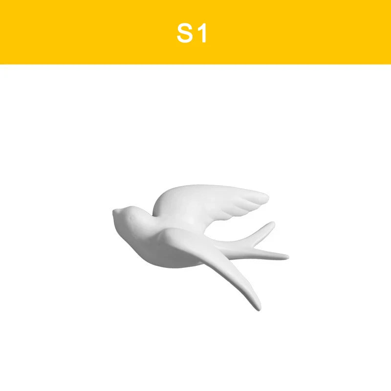 Modern Creative Minimalist European-style Room Living Room Hotel Background Wall Soft Ceramic Wall Ornaments 3D Bird Decoration