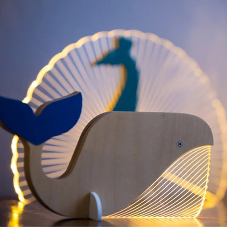 Creative Home Decorate Animal Luminous Ornaments Wood Acrylic Art Table Ornaments Pelican Sirius Whale Toucan Room Decor