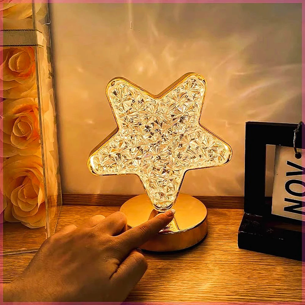 Room Home Decor Bedroom Crystal Touch Dimming Night Light Girls  Aesthetics USB Bedside LED Ambient Table 3d Moon Lamp