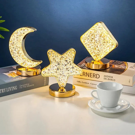 Room Home Decor Bedroom Crystal Touch Dimming Night Light Girls  Aesthetics USB Bedside LED Ambient Table 3d Moon Lamp