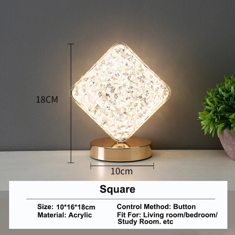 Room Home Decor Bedroom Crystal Touch Dimming Night Light Girls  Aesthetics USB Bedside LED Ambient Table 3d Moon Lamp